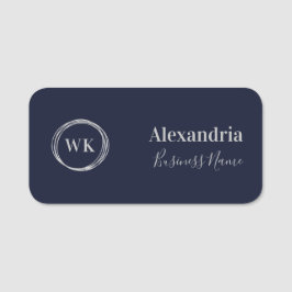 Aangepast Monogram Navy Zilver Werknemer Naamplaatje