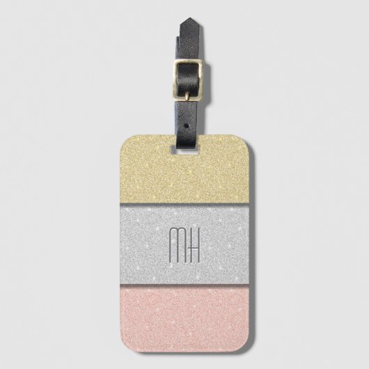 Aangepast Monogram Nep Glitter Bling Bagagelabel (Voorkant (verticaal))