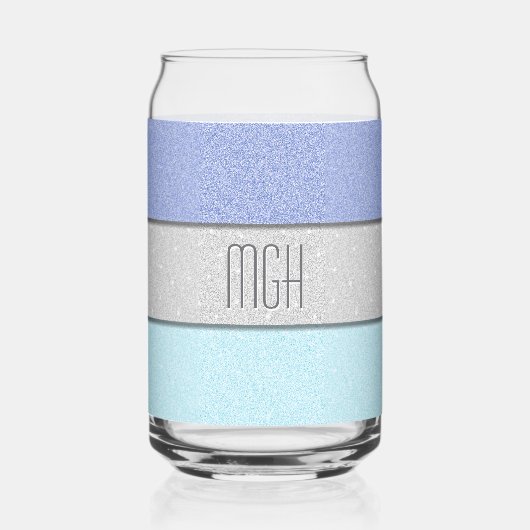 Aangepast monogram nep glitters glitter blikvorm glas (Voorkant)