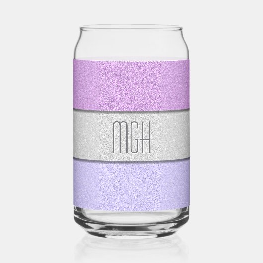 Aangepast monogram nep glitters glitter blikvorm glas (Voorkant)