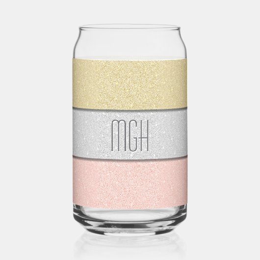 Aangepast monogram nep glitters glitter blikvorm glas (Voorkant)