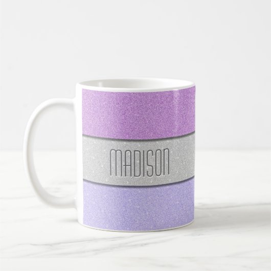 Aangepast monogram nep glitters glitter koffiemok (Links)