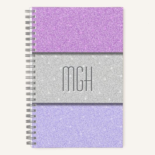Aangepast monogram nep glitters glitter notitieboek (Voorkant)