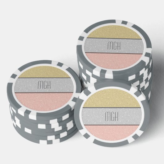 Aangepast monogram nep glitters glitter poker chips (Opstapeling)