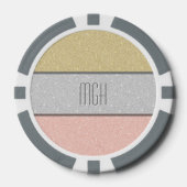 Aangepast monogram nep glitters glitter poker chips (Voorkant)