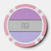Aangepast monogram nep glitters glitter poker chips (Achterkant)