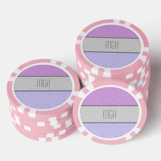 Aangepast monogram nep glitters glitter poker chips (Opstapeling)