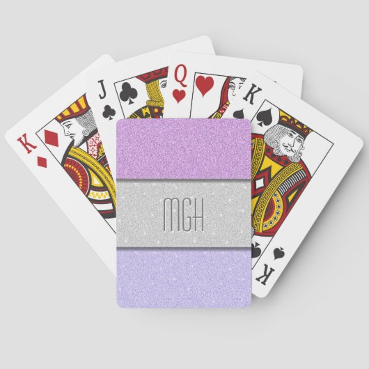 Aangepast monogram nep glitters glitter pokerkaarten (Achterkant)