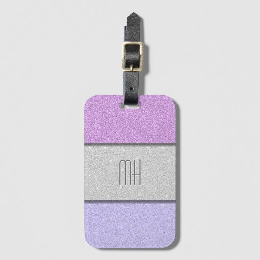 Aangepast monogram nepschitter glitter bagagelabel (Voorkant (verticaal))