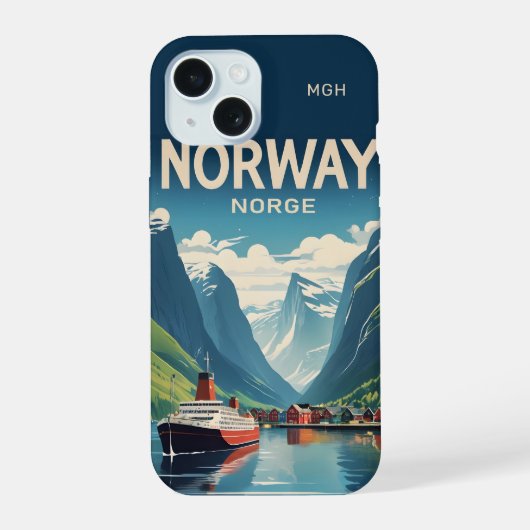 Aangepast Monogram Noorwegen iPhone 15 Case (Achterkant)