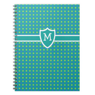 Aangepast monogram Notitieboek: groene polka stipp Notitieboek