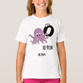 Aangepast monogram O is voor Octopus schattig aqua T-shirt (Voorkant)