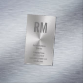 Aangepast monogram op achtergrond met zilverblik magnetisch visitekaartje (Voorbeeld)