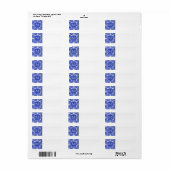 Aangepast monogram, op blauw en wit Damaspatroon. Etiket (Full Sheet)