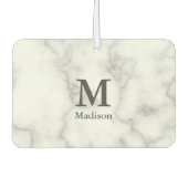 Aangepast Monogram op Faux White Marble Luchtverfrisser (Voorkant)