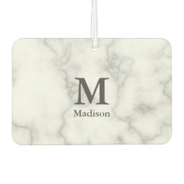 Aangepast Monogram op Faux White Marble Luchtverfrisser