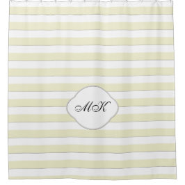 Aangepast monogram op gele strepen op aangepaste k douchegordijn