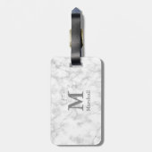 Aangepast monogram op marmer bagagelabel (Achterkant verticaal)