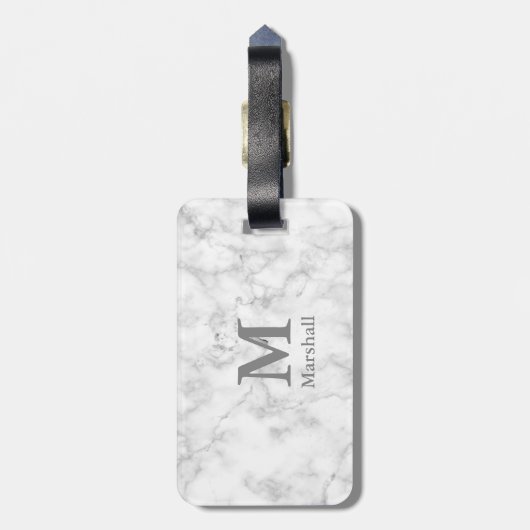 Aangepast monogram op marmer bagagelabel (Achterkant verticaal)