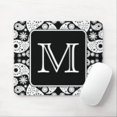 Aangepast monogram op Monochrome Paisley Pattern. Muismat (Met muis)