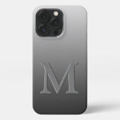 Aangepast monogram op Ombre zwart grijs verloop iPhone Hoesje (Achterkant)