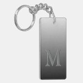 Aangepast monogram op ombre zwart grijs wit verloo sleutelhanger (Voorkant Links)