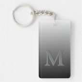 Aangepast monogram op ombre zwart grijs wit verloo sleutelhanger (Voorkant)
