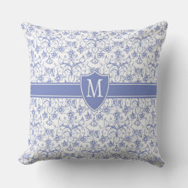Aangepast monogram op stijlvol blauw periwinkle pa kussen