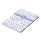 Aangepast monogram op stijlvol blauw periwinkle pa notitieblok (Linkerzijde)