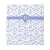 Aangepast monogram op stijlvol blauw periwinkle pa notitieblok (Voorkant)