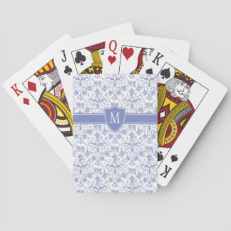 Aangepast monogram op stijlvol blauw periwinkle pa pokerkaarten