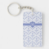 Aangepast monogram op stijlvol blauw periwinkle pa sleutelhanger (Voorkant)