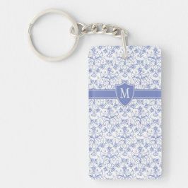 Aangepast monogram op stijlvol blauw periwinkle pa sleutelhanger