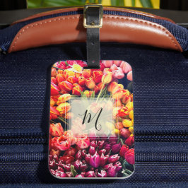 Aangepast monogram op tulpen bagagelabel