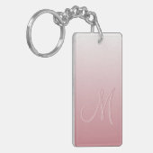 Aangepast monogram op zwart-wit Ombre Coral Roze g Sleutelhanger (Voorkant Links)