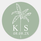 Aangepast monogram Opslaan Datum Klassieke Logo Ro Ronde Sticker (Voorkant)