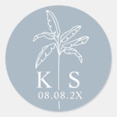 Aangepast monogram Opslaan Datum Klassieke Logo Ro Ronde Sticker (Voorkant)