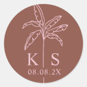 Aangepast monogram Opslaan Datum Klassieke Logo Ro Ronde Sticker (Voorkant)