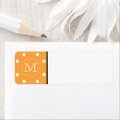 Aangepast monogram. Oranje en witte poka Dot. Etiket (Insitu)