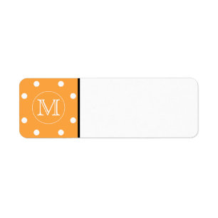 Aangepast monogram. Oranje en witte poka Dot. Etiket