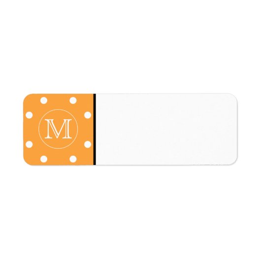 Aangepast monogram. Oranje en witte poka Dot. Etiket (Voorkant)