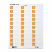 Aangepast monogram. Oranje en witte poka Dot. Etiket (Full Sheet)