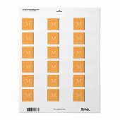 Aangepast monogram. Oranje en witte poka Dot. Etiket (Full Sheet)