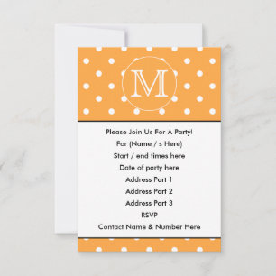 Aangepast monogram. Oranje en witte poka Dot. Kaart