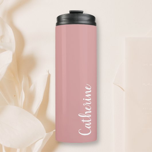 Aangepast monogram, orchidee roze met script monog thermosbeker