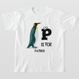 Aangepast monogram P is voor schattig pinguïn dier T-shirt