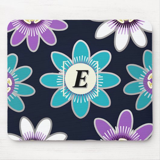 Aangepast Monogram Passiebloem Bloempatroon Muismat (Voorkant)