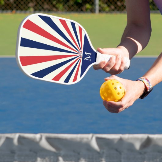 Aangepast Monogram Patriottisch Zonneburstpatroon Pickleball Paddle (Insitu)