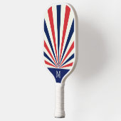 Aangepast Monogram Patriottisch Zonneburstpatroon Pickleball Paddle (Links)