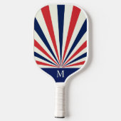 Aangepast Monogram Patriottisch Zonneburstpatroon Pickleball Paddle (Achterkant)